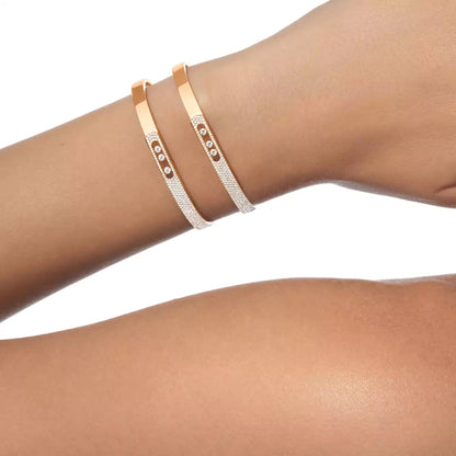[Glow Muse]Move Noa Rose Gold Pavé Diamond Bangle Bracelet