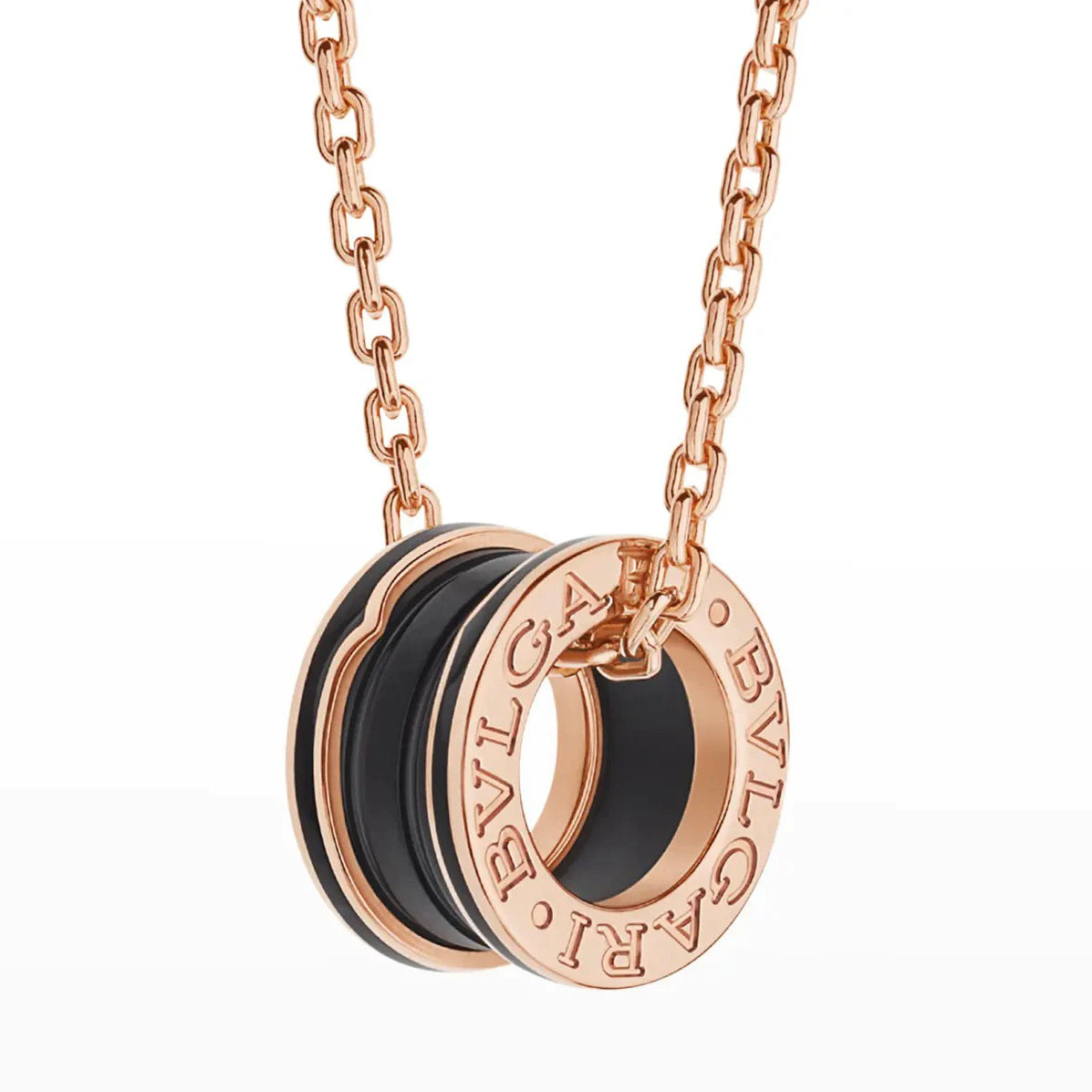 [Glow Muse]ZERO 1 BLACK CERAMIC PINK GOLD NECKLACE