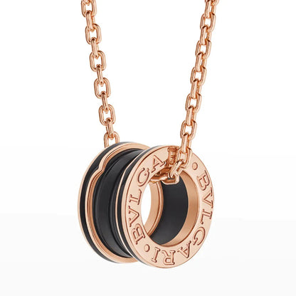 [Glow Muse]ZERO 1 BLACK CERAMIC PINK GOLD NECKLACE