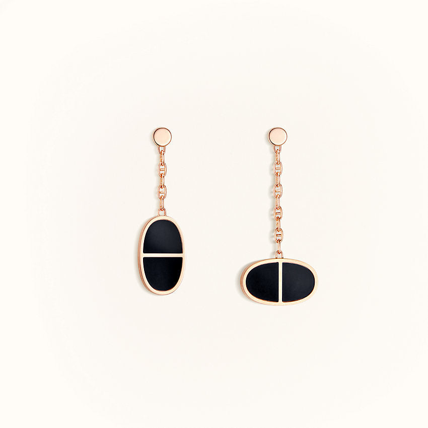 [Glow Muse]CHAINE VERSO BLACK CERAMIC EARRINGS