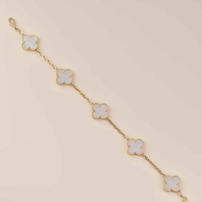 [⭐Glow Muse]CLOVER WHITE PEARL MOP 5 MOTIF BRACELET COLLECTION