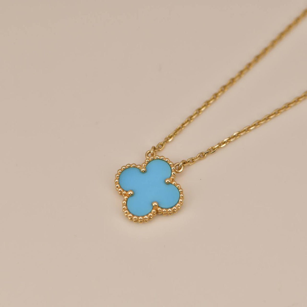 [Glow Muse]CLOVER 15MM VINTAGE TURQUOISE NECKLACE