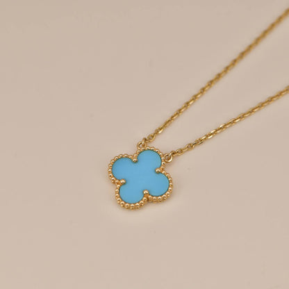 [Glow Muse]CLOVER 15MM VINTAGE TURQUOISE NECKLACE