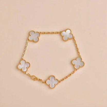 [⭐Glow Muse]CLOVER WHITE PEARL MOP 5 MOTIF BRACELET COLLECTION