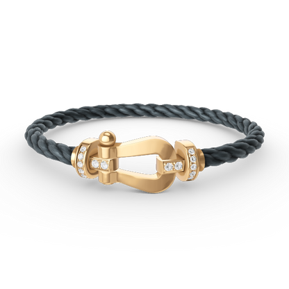[Glow Muse]FORCE LARGE HORSESHOE HALF DIAMOND BRACELET GOLD