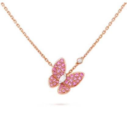 [Glow Muse]BUTTERFLY RED DIAMOND ROSE GOLD NECKLACE