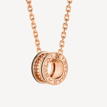 [Glow Muse]ZERO 1 ROCK PEDANT PINK GOLD BLACK NECKLACE
