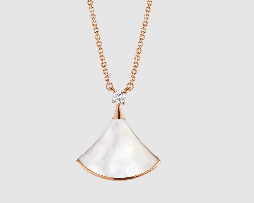 [Glow Muse]DREAM NECKLACE WHITE MOP PINK GOLD 1 DIAMOND
