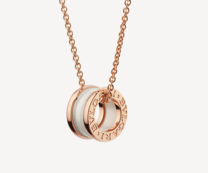 [Glow Muse]ZERO 1 WHITE CERAMIC PINK GOLD NECKLACE