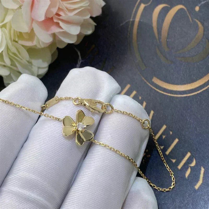 [Glow Muse]FRIVOLE GOLD FLOWER PINK MALACHITE BRACELET