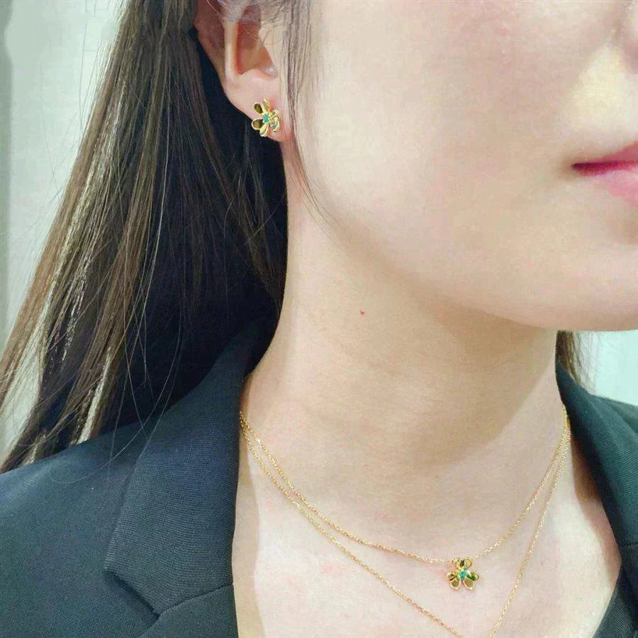 [Glow Muse]FRIVOLE  FLOWER MALACHITE EARRINGS