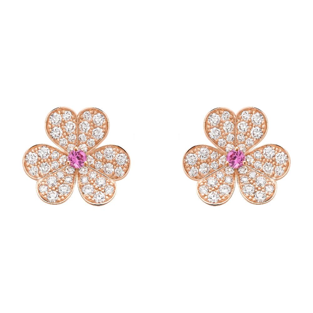 [Glow Muse]FRIVOLE PINK GOLD FLOWER DIAMOND EARRINGS