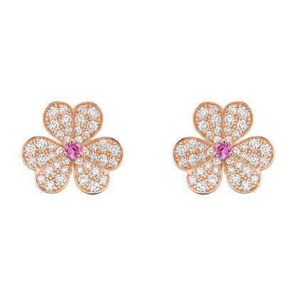[Glow Muse]FRIVOLE PINK GOLD FLOWER DIAMOND EARRINGS