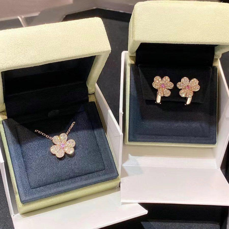 [Glow Muse]FRIVOLE PINK GOLD FLOWER DIAMOND EARRINGS