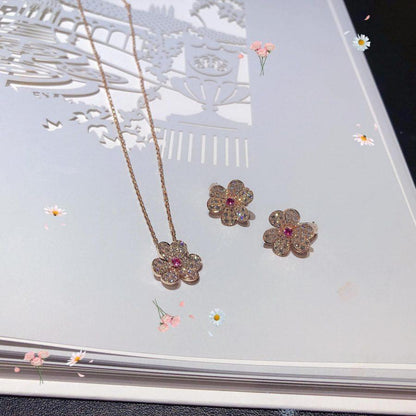 [Glow Muse]FRIVOLE ROSE GOLD FLOWER DIAMOND NECKLACE