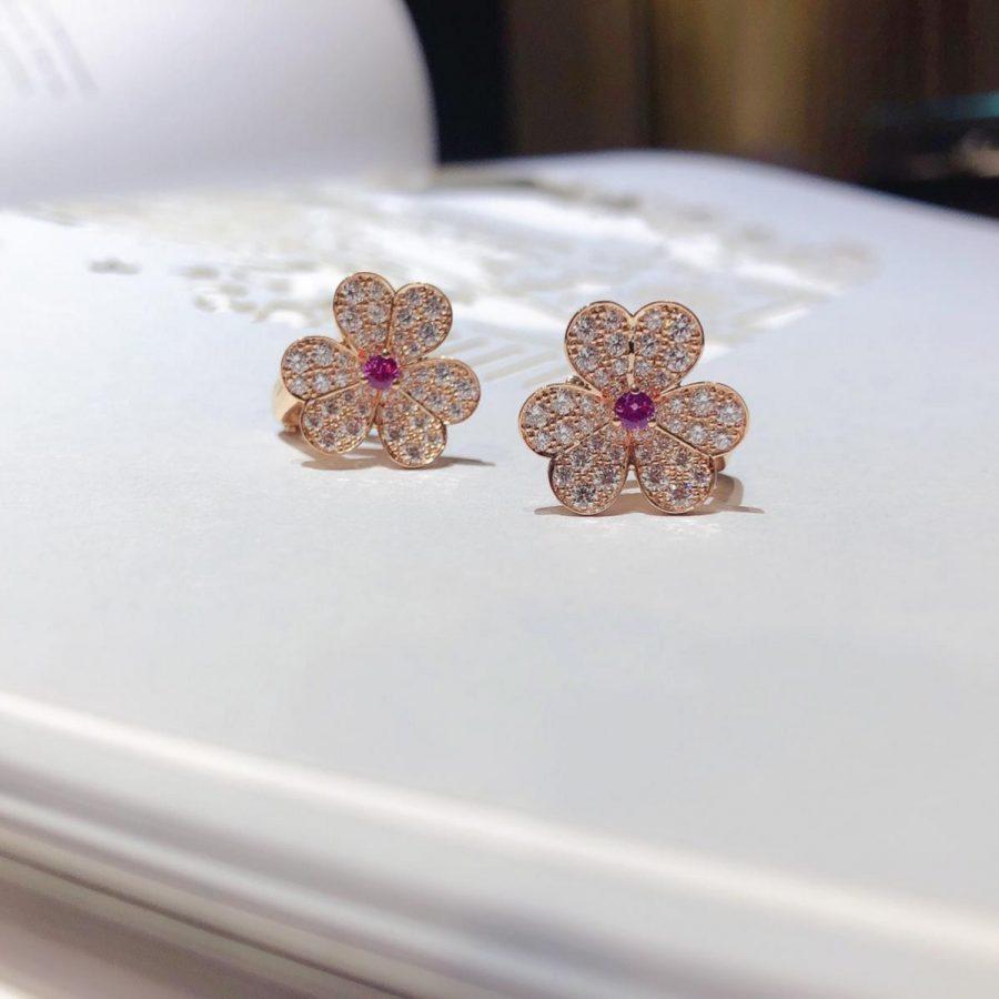 [Glow Muse]FRIVOLE PINK GOLD FLOWER DIAMOND EARRINGS