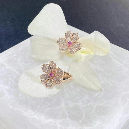 [Glow Muse]FRIVOLE PINK GOLD FLOWER DIAMOND EARRINGS