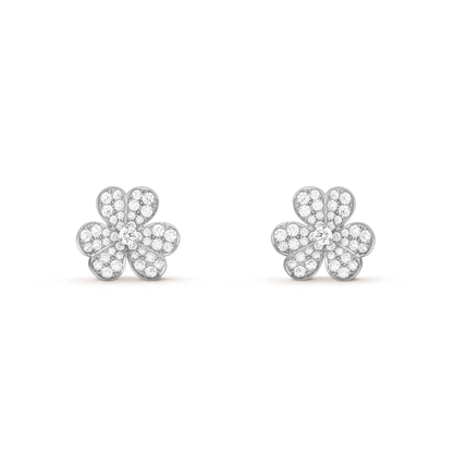 [Glow Muse]FRIVOLE SILVER FLOWER DIAMOND EARRINGS