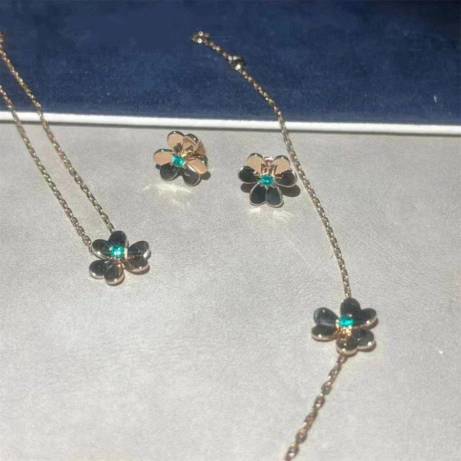 [Glow Muse]FRIVOLE  FLOWER MALACHITE EARRINGS