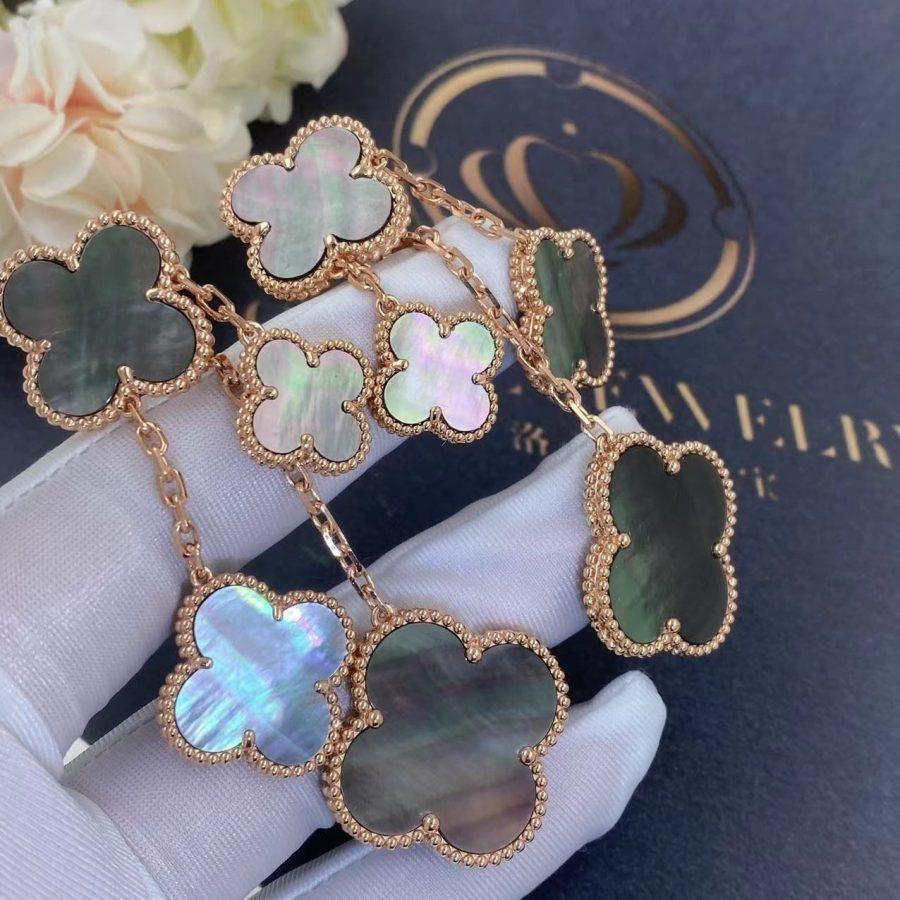 [Glow Muse]CLOVER EARRINGS DARK MOP 4 MOTIFS ROSE GOLD