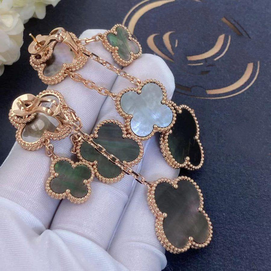 [Glow Muse]CLOVER EARRINGS DARK MOP 4 MOTIFS ROSE GOLD