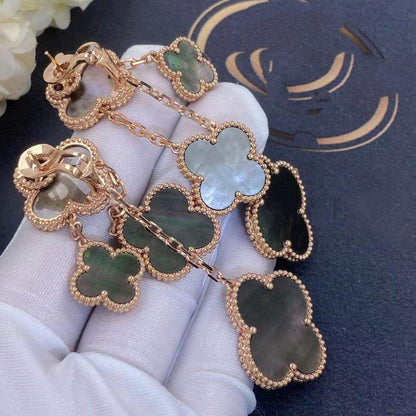 [Glow Muse]CLOVER EARRINGS DARK MOP 4 MOTIFS ROSE GOLD