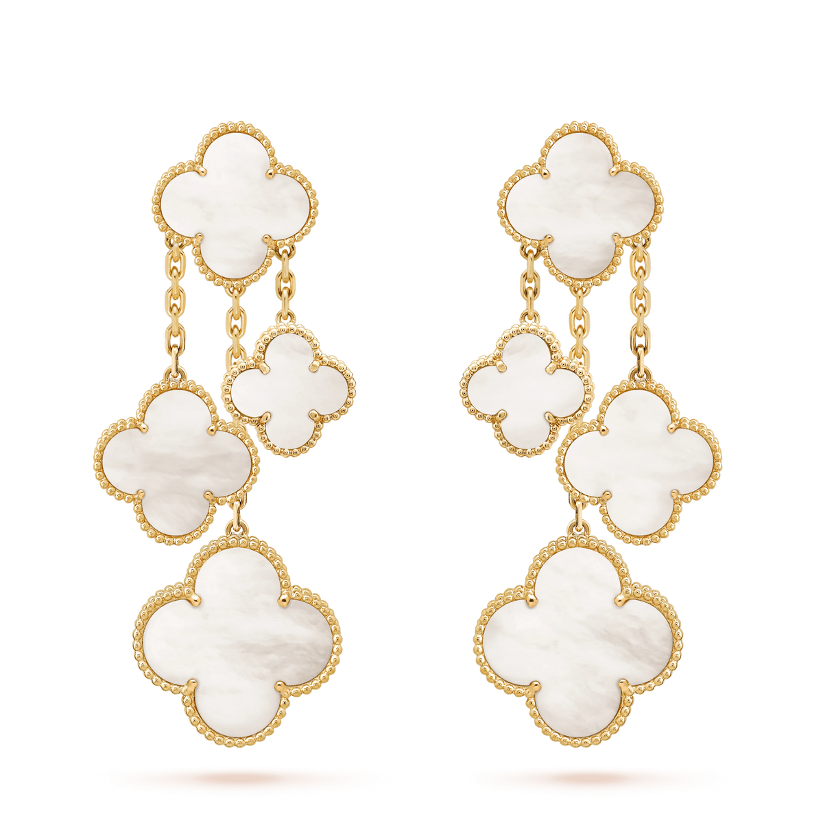 [Glow Muse]CLOVER EARRINGS WHITE MOP 4 MOTIFS GOLD