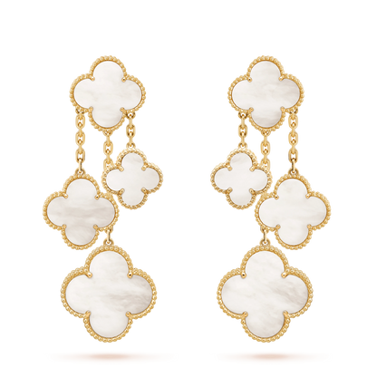[Glow Muse]CLOVER EARRINGS WHITE MOP 4 MOTIFS GOLD