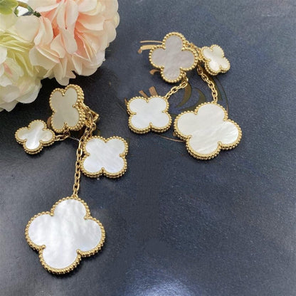 [Glow Muse]CLOVER EARRINGS WHITE MOP 4 MOTIFS GOLD