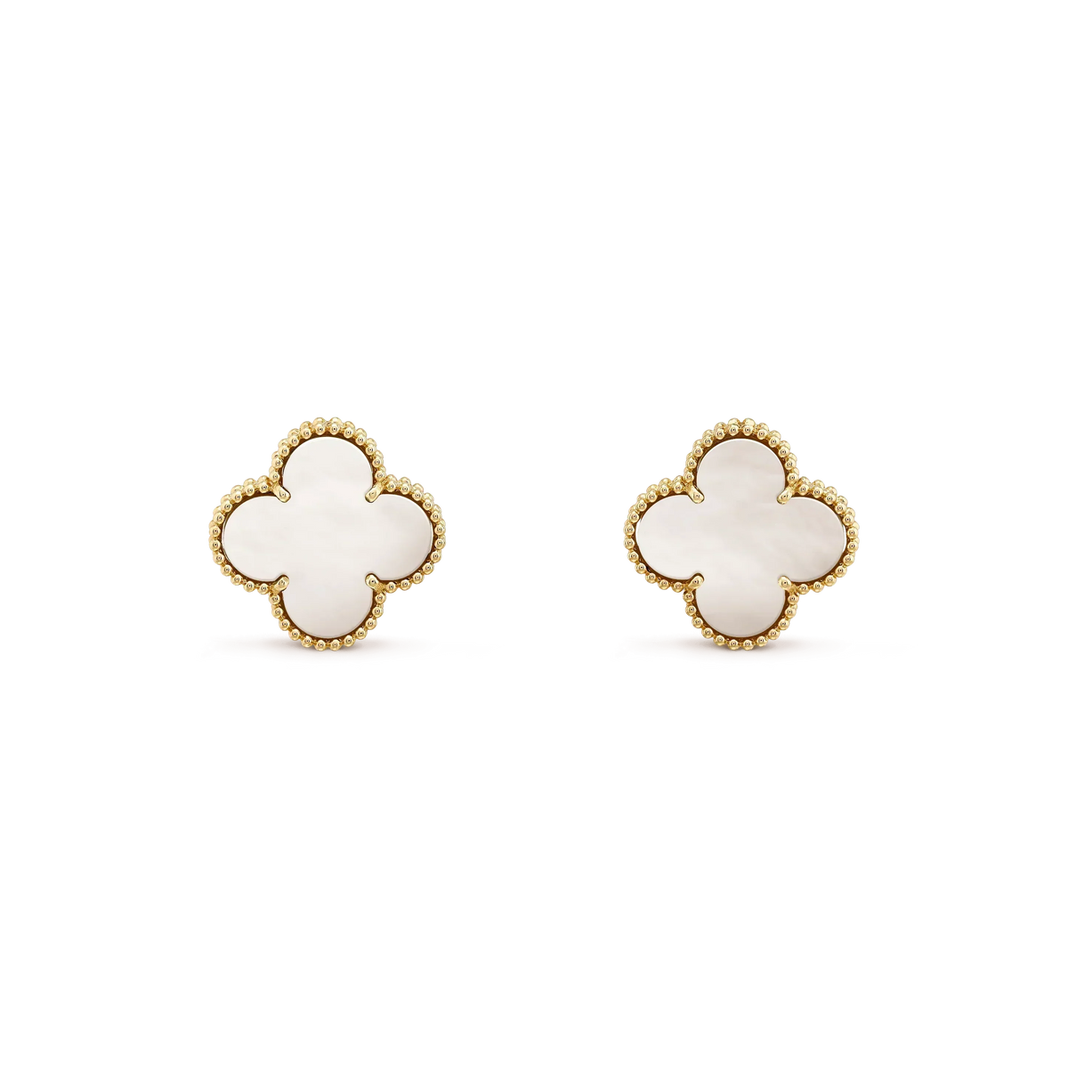 [Glow Muse]CLOVER MEDIUM 1 MOTIFS  WHITE MOP STUD EARRINGS