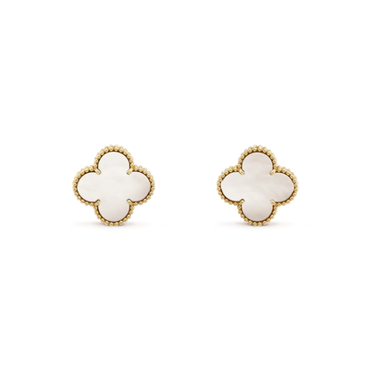 [Glow Muse]CLOVER MEDIUM 1 MOTIFS  WHITE MOP STUD EARRINGS