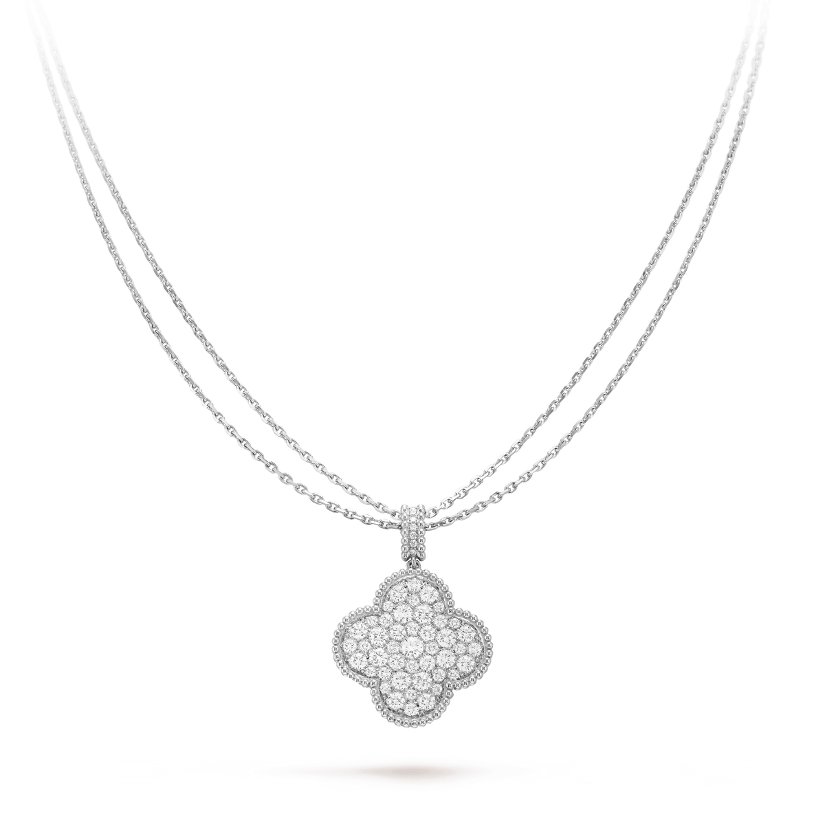 [Glow Muse]CLOVER 25MM SILVER FULL DIAMOND BIG CLOVER NECKLACE