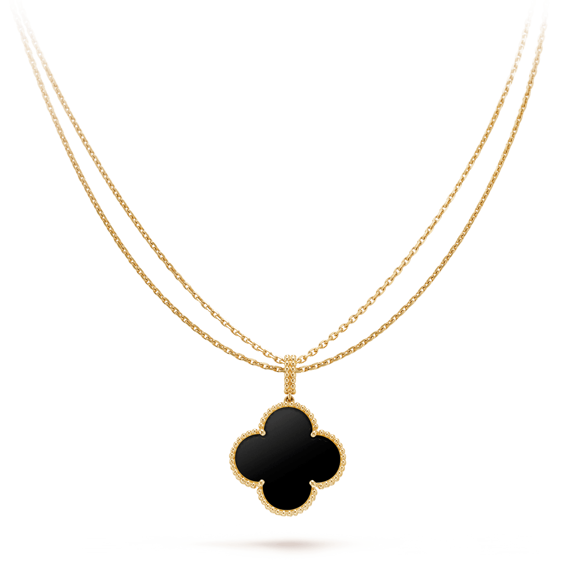 [Glow Muse]CLOVER 25MM GOLD ONYX BIG CLOVER NECKLACE