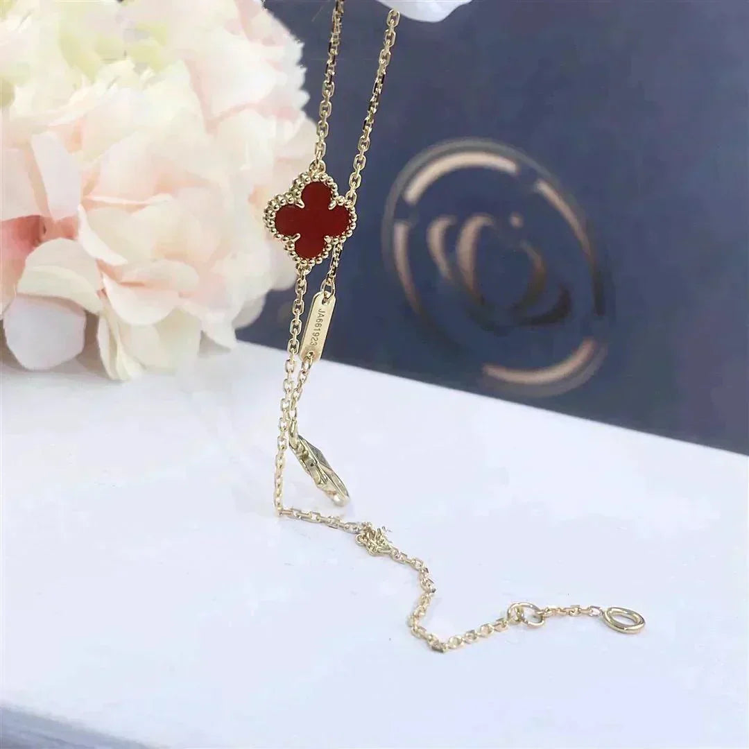 [Glow Muse]CLOVER  CARNELIAN SINGLE FLOWER BRACELET