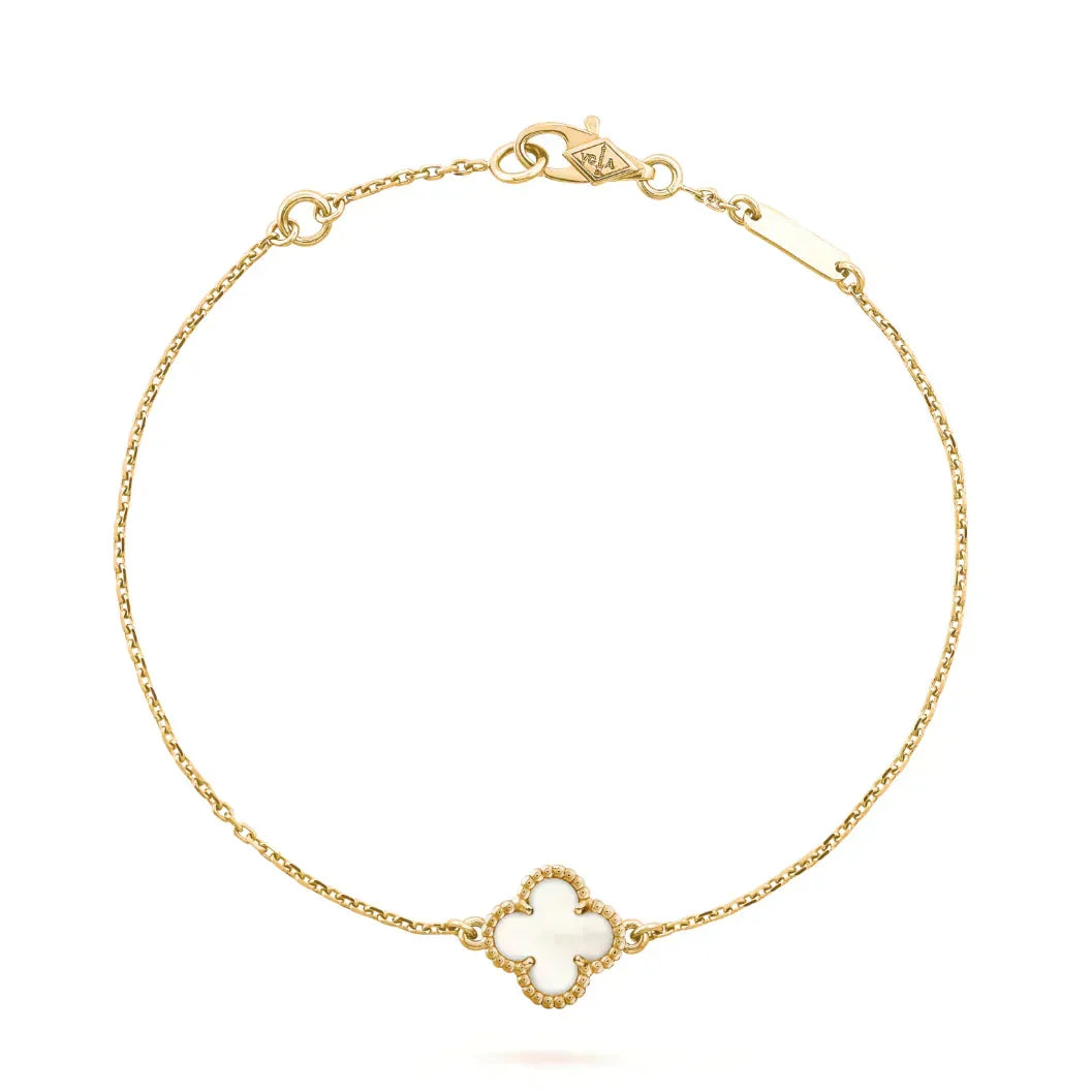 [Glow Muse]CLOVER WHITE MOP SINGLE FLOWER BRACELET