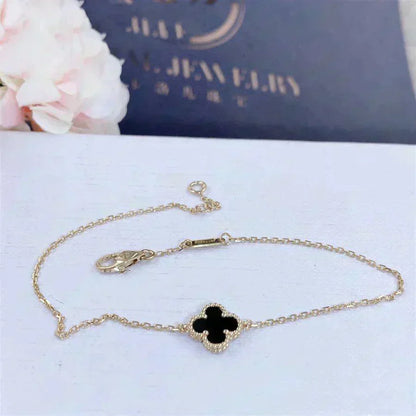 [Glow Muse]CLOVER ONYX SINGLE FLOWER BRACELET