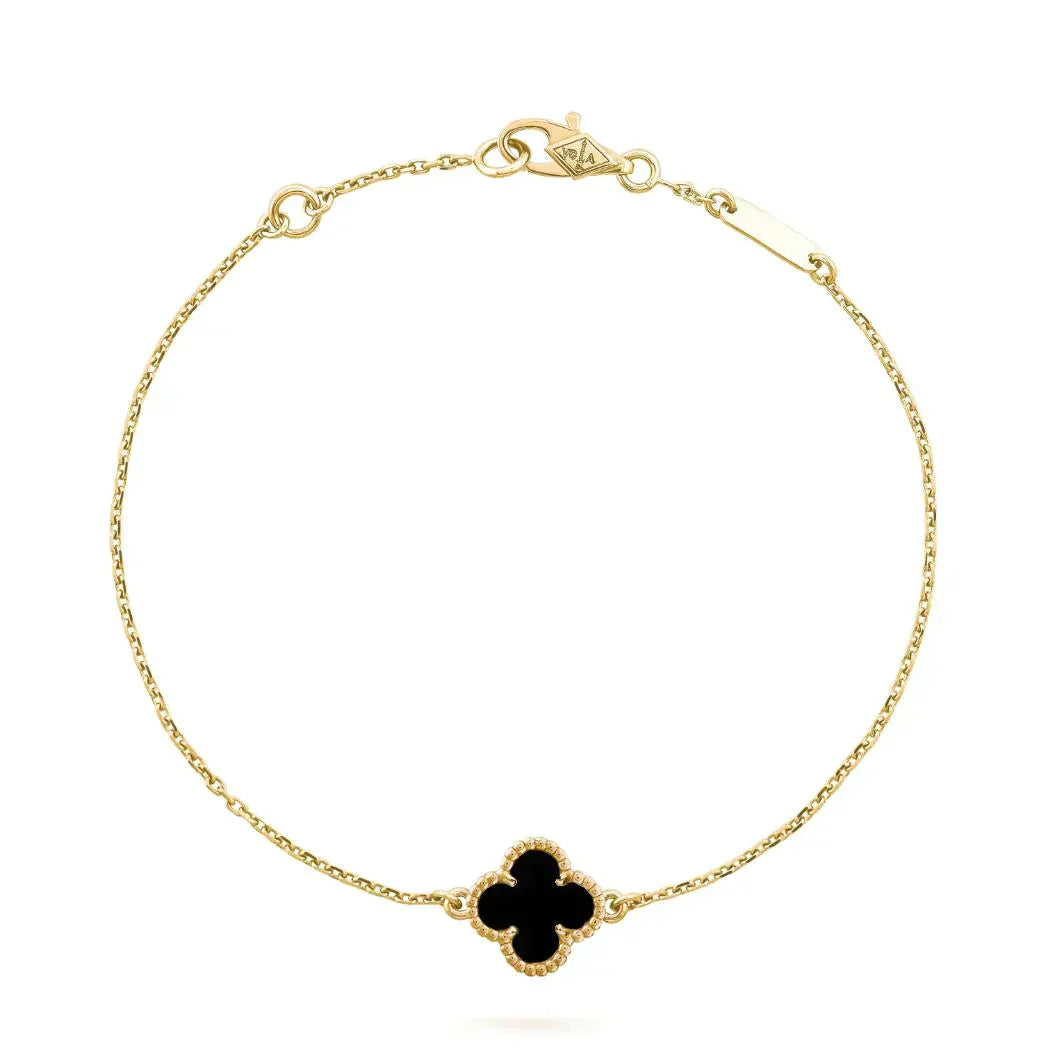 [Glow Muse]CLOVER ONYX SINGLE FLOWER BRACELET