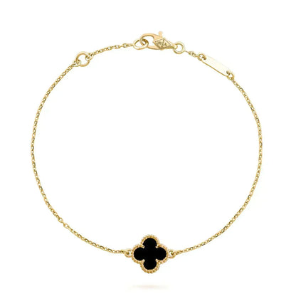 [Glow Muse]CLOVER ONYX SINGLE FLOWER BRACELET