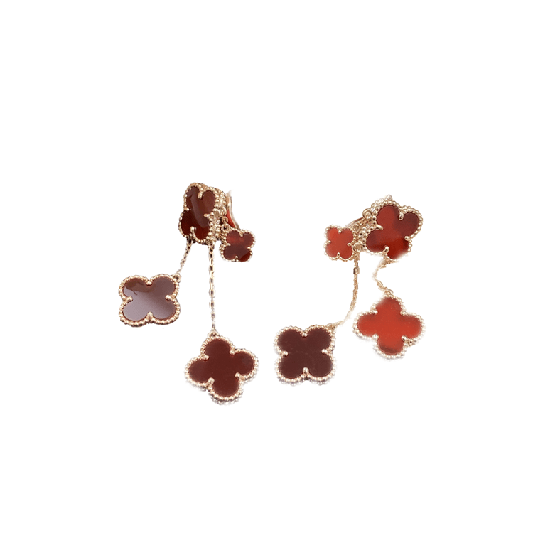 [Glow Muse]CLOVER EARRINGS CARNELIAN 4 MOTIFS PINK GOLD
