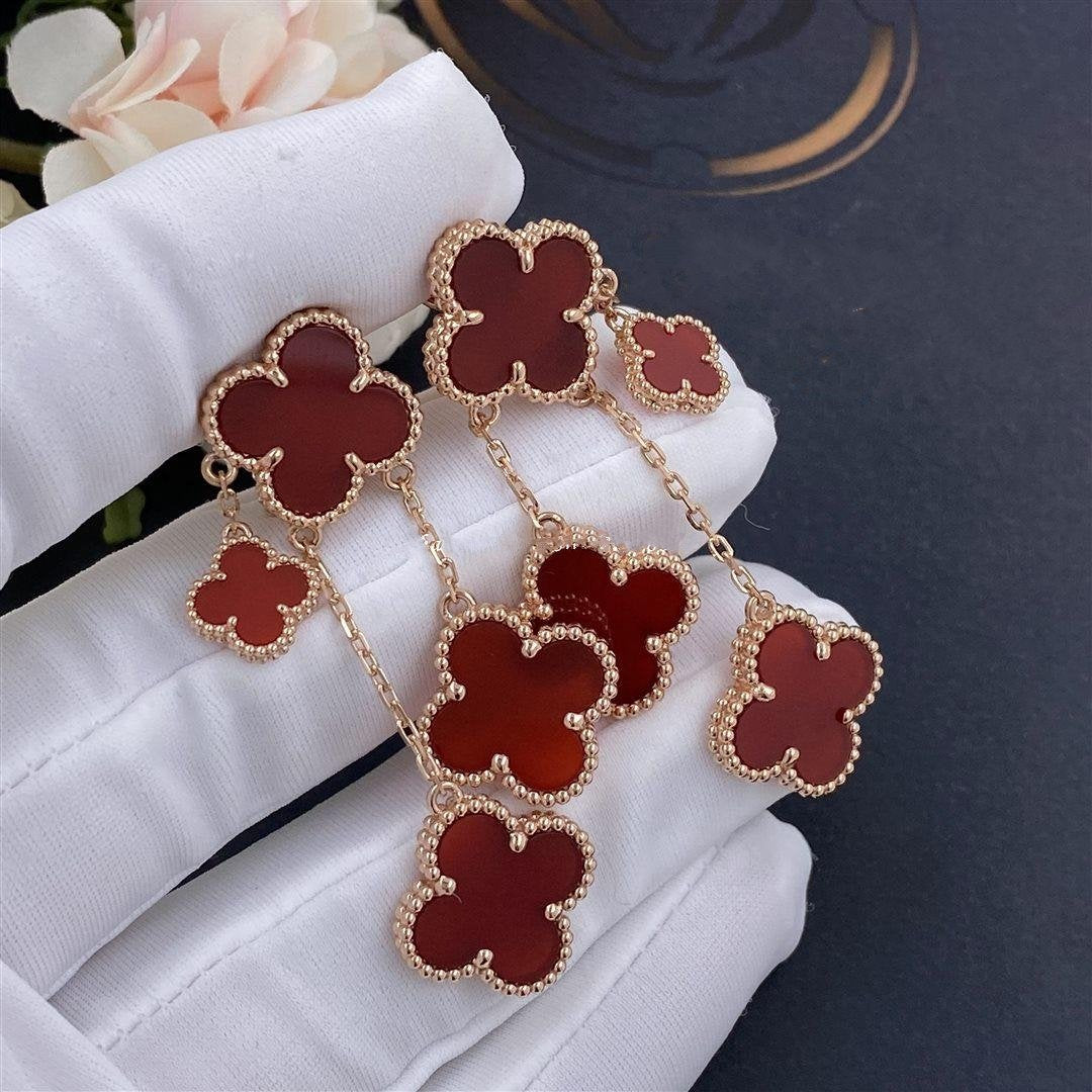 [Glow Muse]CLOVER EARRINGS CARNELIAN 4 MOTIFS PINK GOLD
