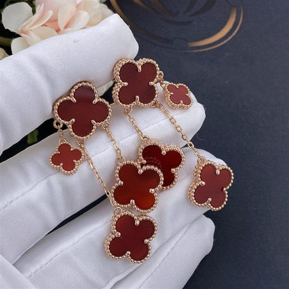 [Glow Muse]CLOVER EARRINGS CARNELIAN 4 MOTIFS PINK GOLD
