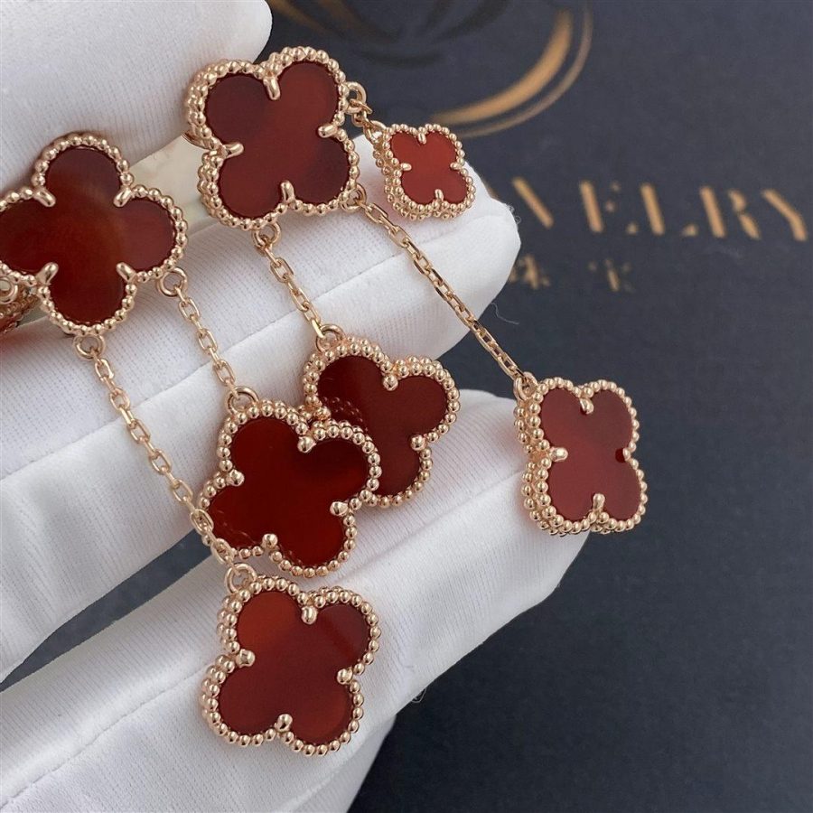[Glow Muse]CLOVER EARRINGS CARNELIAN 4 MOTIFS PINK GOLD