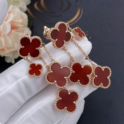 [Glow Muse]CLOVER EARRINGS CARNELIAN 4 MOTIFS PINK GOLD