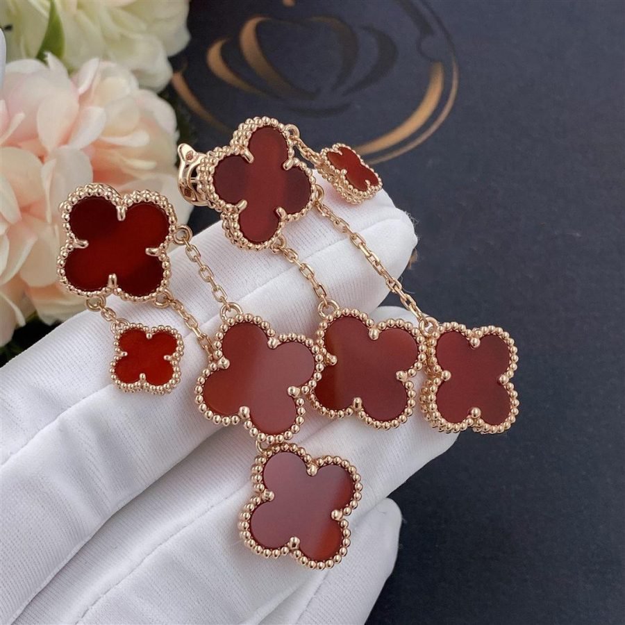 [Glow Muse]CLOVER EARRINGS CARNELIAN 4 MOTIFS PINK GOLD