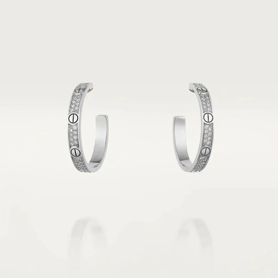 [Glow Muse]LOVE DIAMOND SILVER HOOP EARRINGS