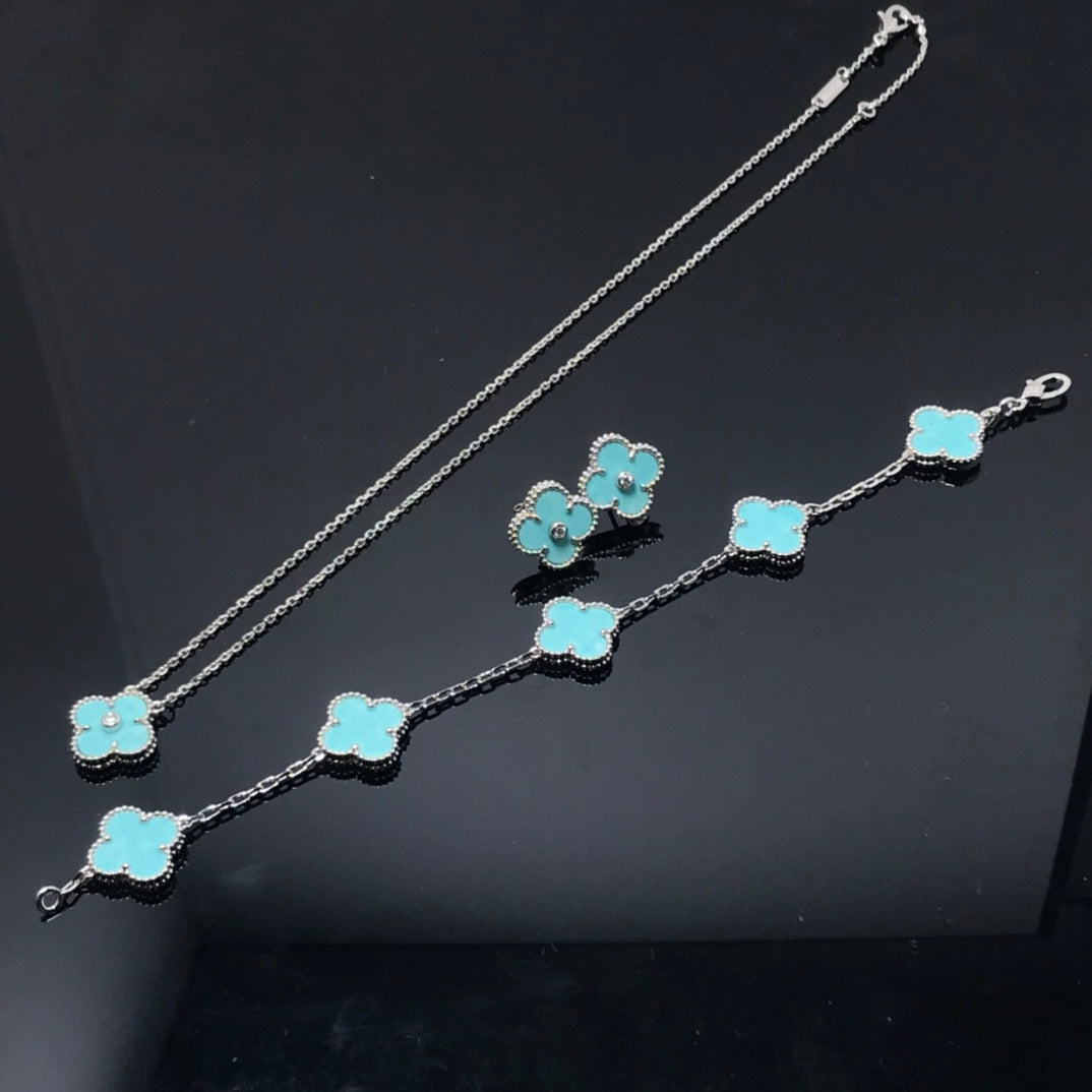 [Glow Muse]CLOVER 1 DIAMOND BLUE SKY SILVER EARRINGS