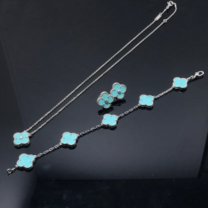 [Glow Muse]CLOVER 1 DIAMOND BLUE SKY SILVER EARRINGS