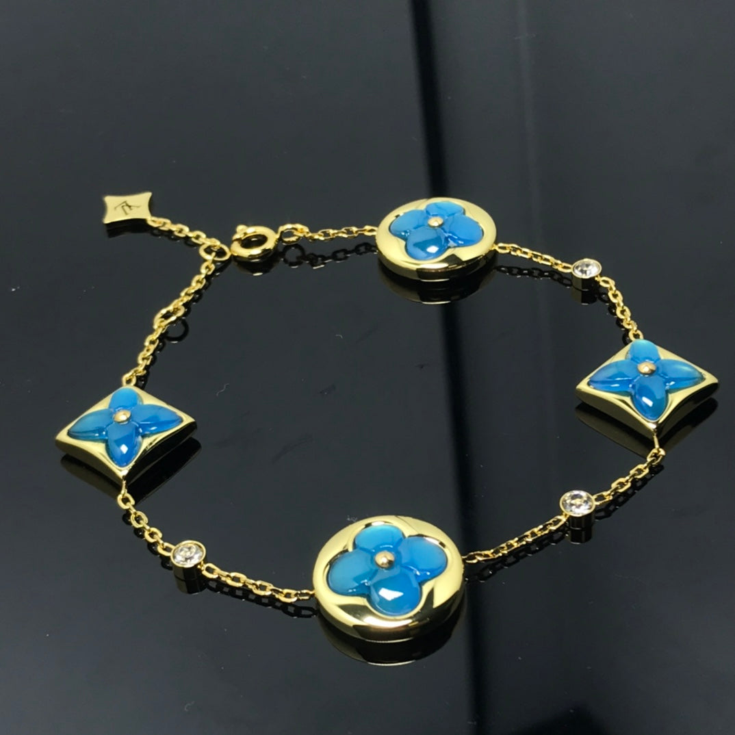 [Glow Muse]STAR AND SUN 4 MOTIF BLUE BRACELET