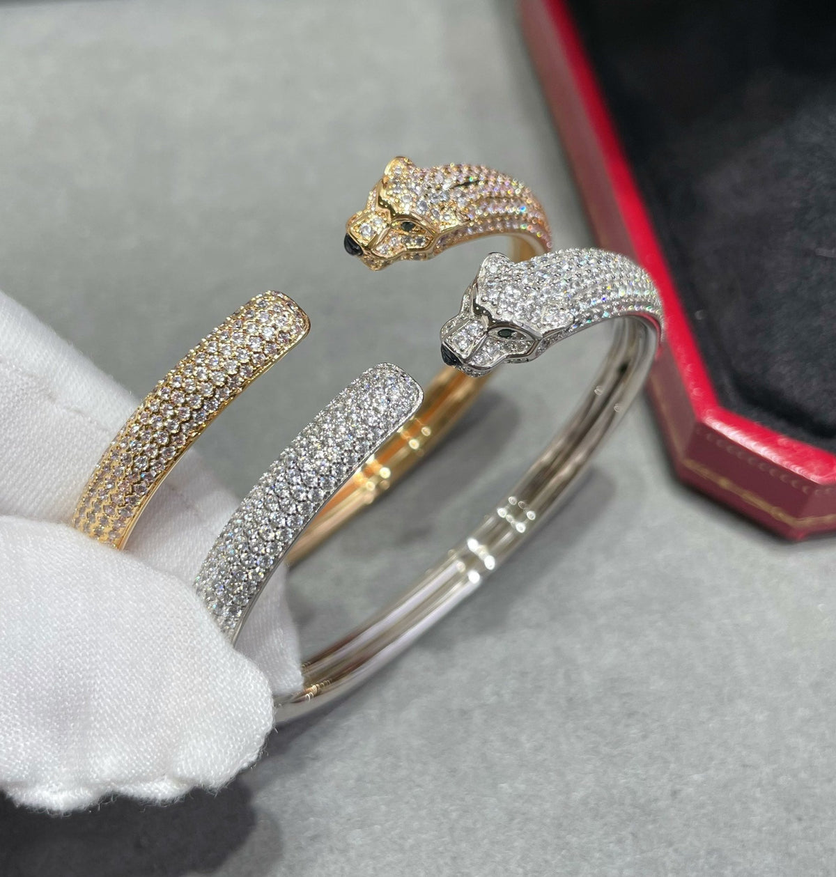 [Glow Muse]PANTHERE FULL DIAMOND OPEN BRACELET
