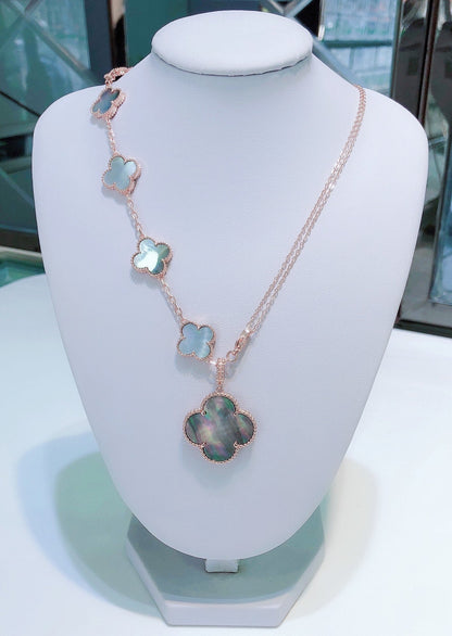[Glow Muse]COMBINED BRACELET 5 MOTIFS AND NECKLACE DARK MOP ROSE GOLD